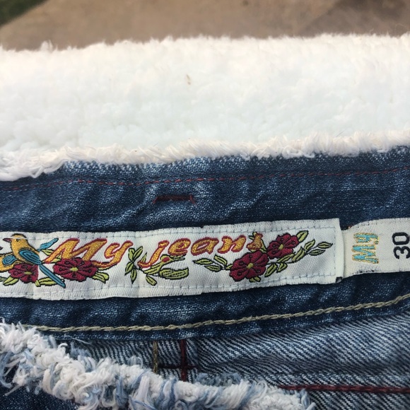 Embroidered Floral Boho Jeans, Vintage Style ‘70s Vibes, Flared Boot-cut Pants - Picture 6 of 9